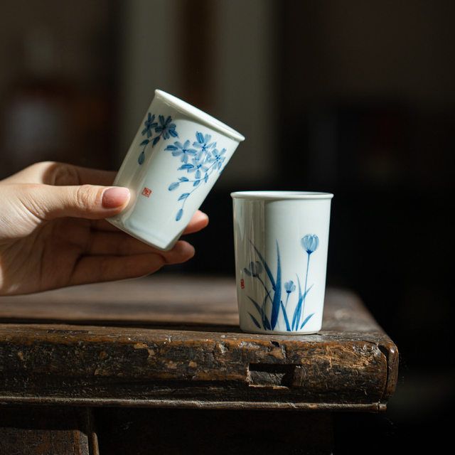 Jingdezhen hand-painted underglaze ceramic water cup couple mug office tea cup home Coke drinking cup