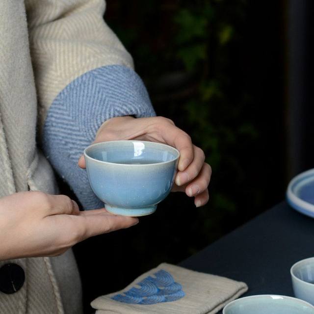 Jingdezhen kiln turned purple Kung Fu tea master cup for men and women single small pure handmade tea set open piece retro tea cup