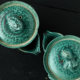 Jingdezhen kiln turned matte green glaze open piece goldfish and toad cover bowl easy-to-make pot hand-caught pot cover cup tea set