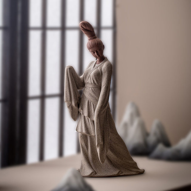 Dunhuang Cultural and Creative Zen Chinese-style purple sand lady ornaments tea pet boutique can be raised in the tea room tea ceremony tea table decorations