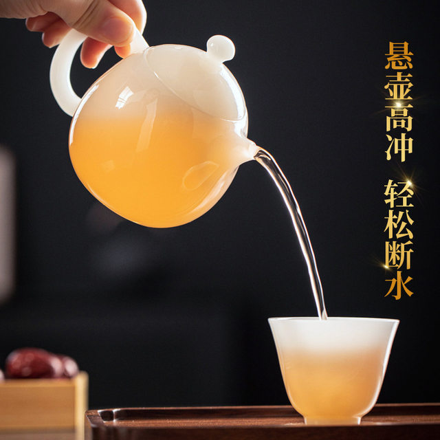 Dehua white porcelain dragon egg pot Xishi small teapot tea household tea water separation single pot ceramic tea set 2025 new style