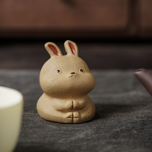 Purple sand rabbit tea pet zodiac ornaments creative mini white rabbit tea toy boutique can grow tea table tray tea set accessories