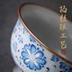 Antique Ru kiln blue and white porcelain three-capacity bowl, large ceramic tea cup, single high-end Kung Fu tea with lid, not hot to touch