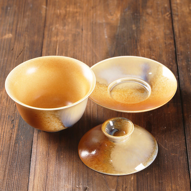 Chai-fired ceramic kung fu tea set cover bowl