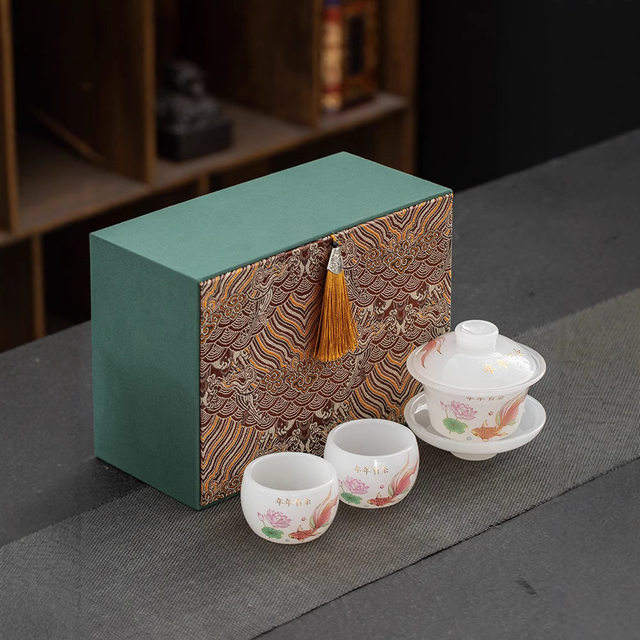 Qianli Jiangshan Glazed Bowl Tea Cup Small Set Single High-end Kung Fu Tea Set Sancai Tea Bowl 2025 New Style