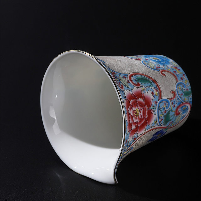 Handmade filigree silver enamel ceramic fair cup large capacity even cup tea divider home tea sea office tea set