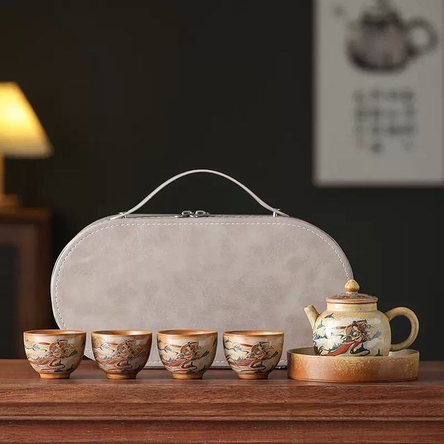 Dunhuang Feitian Kungfu travel tea set, personal high-end three-cai bowl teacup teapot 2026 new style
