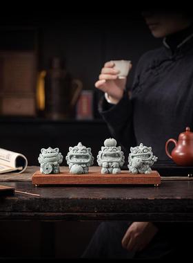 新中国风文化创意吉祥狮子祝福桌面饰品，光明未来定制标志，送给