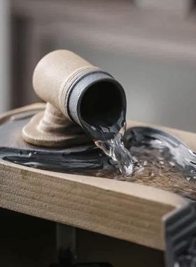 流水摆件DIY陶瓷出水口造景创意搭配流水口风水轮循环鱼缸流水器