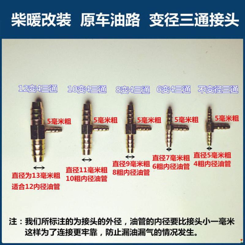 柴暖油管接头三通阀门改装空暖空心螺丝滤芯取油管单向阀配件大全