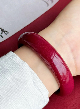 紫金砂朱砂轮胎宽版手镯贵妃手镯手环低含量朱砂手镯星光款宽手镯