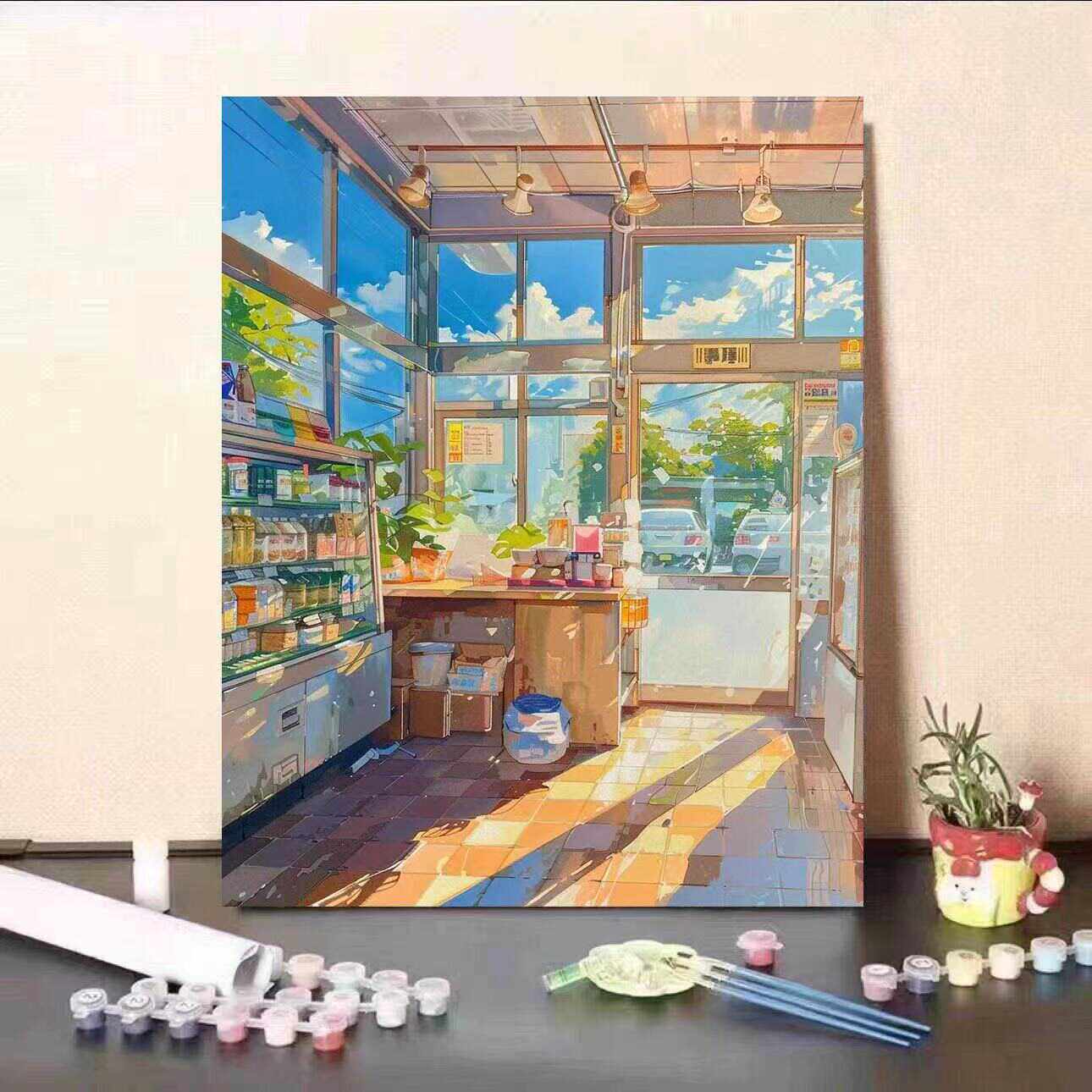 宫崎骏夏天风景油画数字填色diy手工填充解闷治愈ins风客厅装饰画