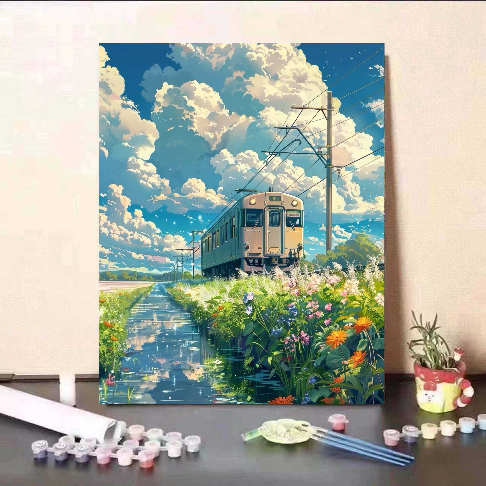 宫崎骏夏天风景油画数字填色diy手工填充解闷治愈ins风客厅装饰画