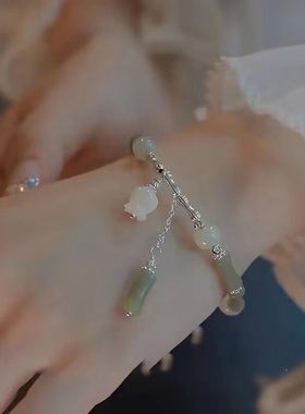 新中式国风铃兰花竹节手链女ins网红小众简约轻奢高颜值闺蜜手串