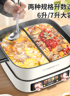 扬子鸳鸯锅火锅家用电火锅多功能分体式电煮锅宿舍电热火锅电热锅