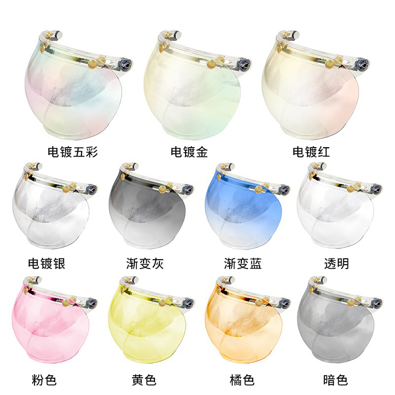 台湾原装复古泡泡镜半盔挡风镜防风沙防紫外线三扣式通用头盔镜片 - 图3