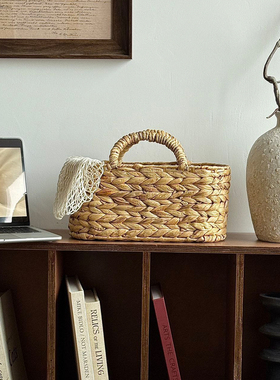 草编收纳筐ins风网红拍摄道具水葫芦手工编织手提篮卧室浴室杂物