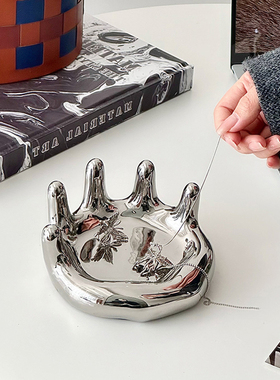 ins风陶瓷手指托盘拍照道具项链首饰收纳置物展示盘入户玄关摆件