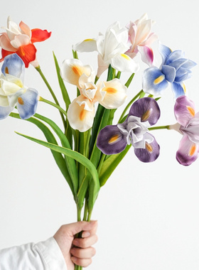LOKOpu手感鸢尾假花仿真花摆设客厅茶几装饰花瓶插花干花 样板房