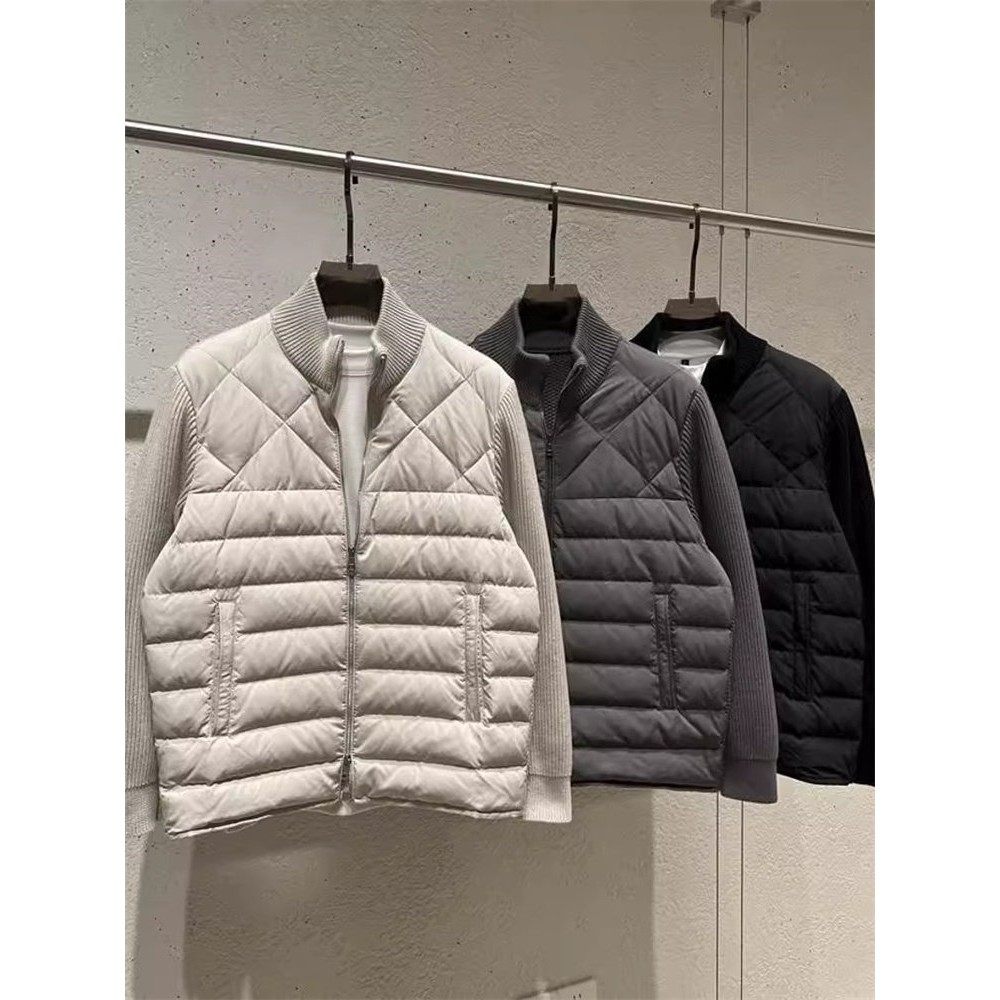 高端轻薄羽绒服男款2025秋冬季新款保暖针织拼接上衣潮流冬装外套,淘宝优惠券,粉丝福利购,淘宝优惠卷