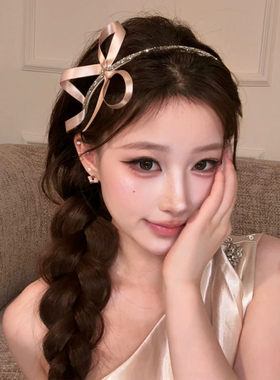 芭蕾风闪钻丝带蝴蝶结发箍女