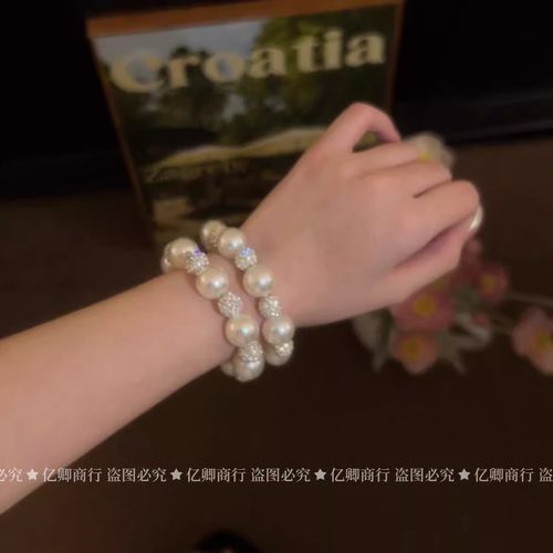 精致珠珠闪钻发圈手链夏季高级感扎头发轻奢发绳两用气质时尚发饰 - 图0