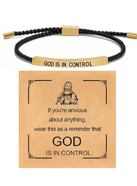 新款上帝保佑GOD I IN TRL手工编织可拉缩时尚管状手链