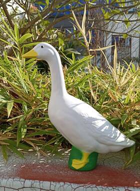 跨境新款白鹅户外仿真动物鸭子摆件树脂工艺假山水池造景庭院花园