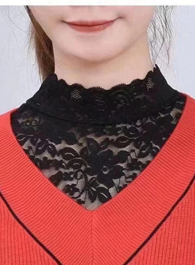 爆款蕾丝假领秋冬季内搭毛衣外套背心显女人蕾丝打底衫