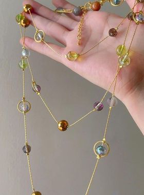 简约玻璃锁骨石头多巴胺女串珠