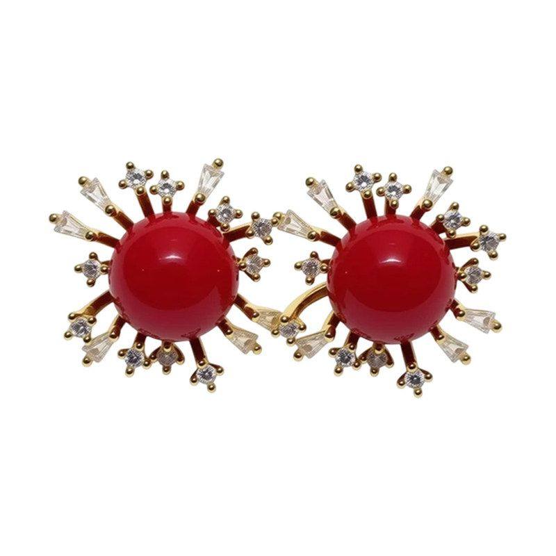 耳饰复古镶耳环锆石花朵气质树脂批发圆形小众轻奢银针耳钉高级感,淘宝优惠券,粉丝福利购,淘宝优惠卷