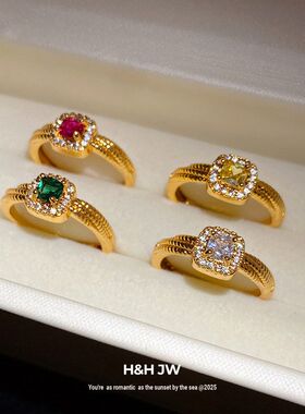 戒指中古开口24锆石手饰戒轻奢