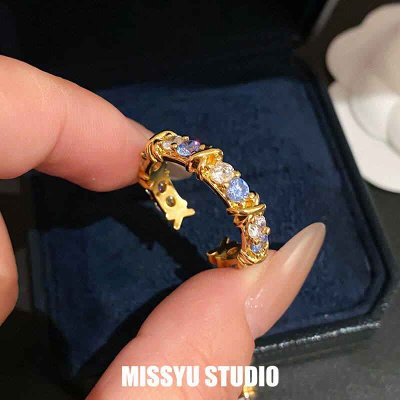 Zircon has a high-end feel! Open ring, light and luxurious hand jewelry
