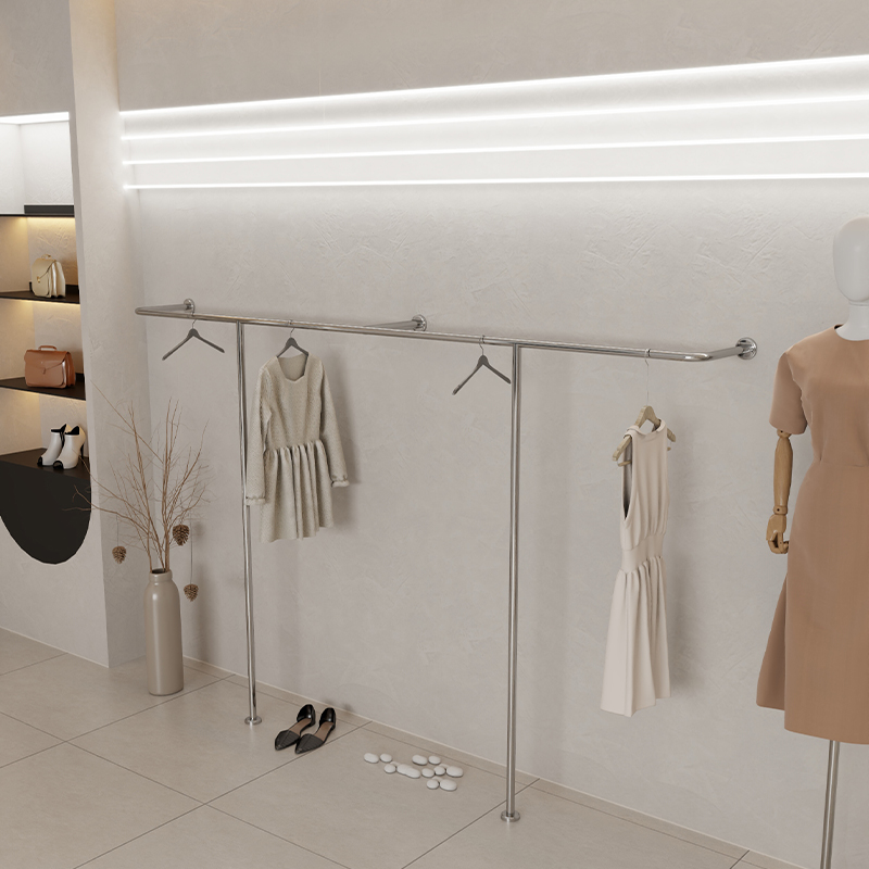凯尼诗服装店上墙架不锈钢展示架女装店货架童装店陈列架简约时尚 - 图0