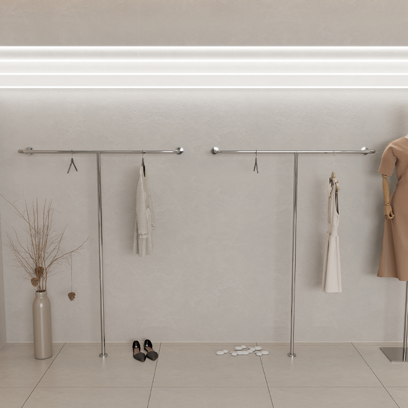 凯尼诗服装店上墙架不锈钢展示架女装店货架童装店陈列架简约时尚 - 图1