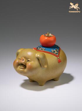 铜大师：万事如意，客厅桌面铜猪饰品，家居装饰工艺品，七夕情人