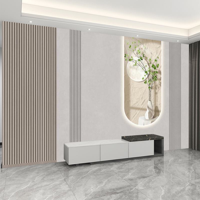 2025新款格栅几何竖纹电视背景墙客厅沙发壁纸自粘无缝定制3d壁布 - 图1