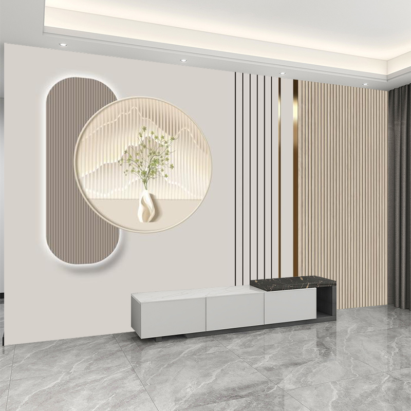 2025新款格栅几何竖纹电视背景墙客厅沙发壁纸自粘无缝定制3d壁布 - 图2