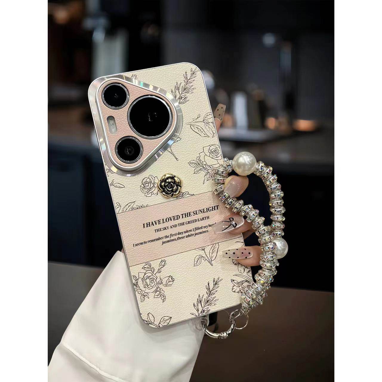 适用华为pura70pro+新款手机壳70Ultra素描皮质山茶花mate60pro高级感p60/p50奢华荣耀100pro全包magic6pro女