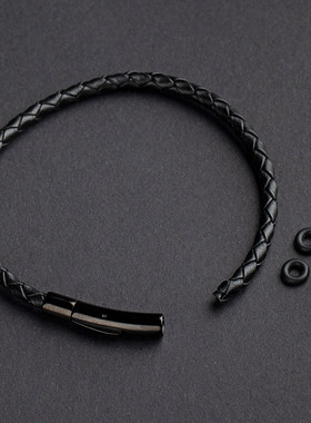 皮绳手链DIY可穿3D硬金替换手绳