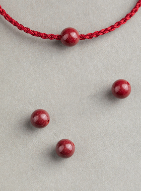 朱砂原矿红绳手工编织手链