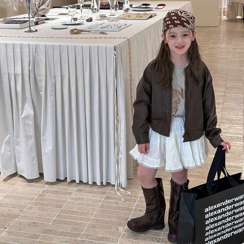 Yumi妈女童宝宝秋季儿童休闲帅气个性短款夹克皮衣外套 25G049,淘宝优惠券,粉丝福利购,淘宝优惠卷