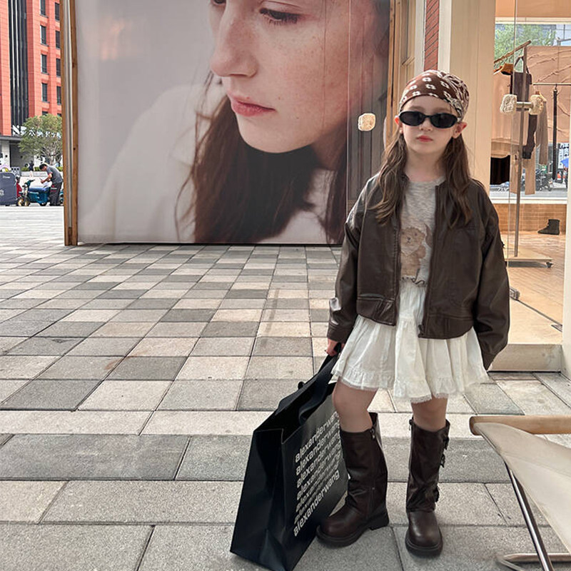 Yumi妈女童宝宝秋季儿童休闲帅气个性短款夹克皮衣外套 25G049,淘宝优惠券,粉丝福利购,淘宝优惠卷