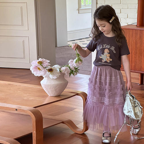 Yumi妈儿童可爱小熊短袖夏季童装女童韩版休闲洋气T恤半袖25C078 - 图0