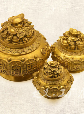 黄铜聚宝盆摆件 黄铜聚宝盆家居装饰品摆件金属工艺品