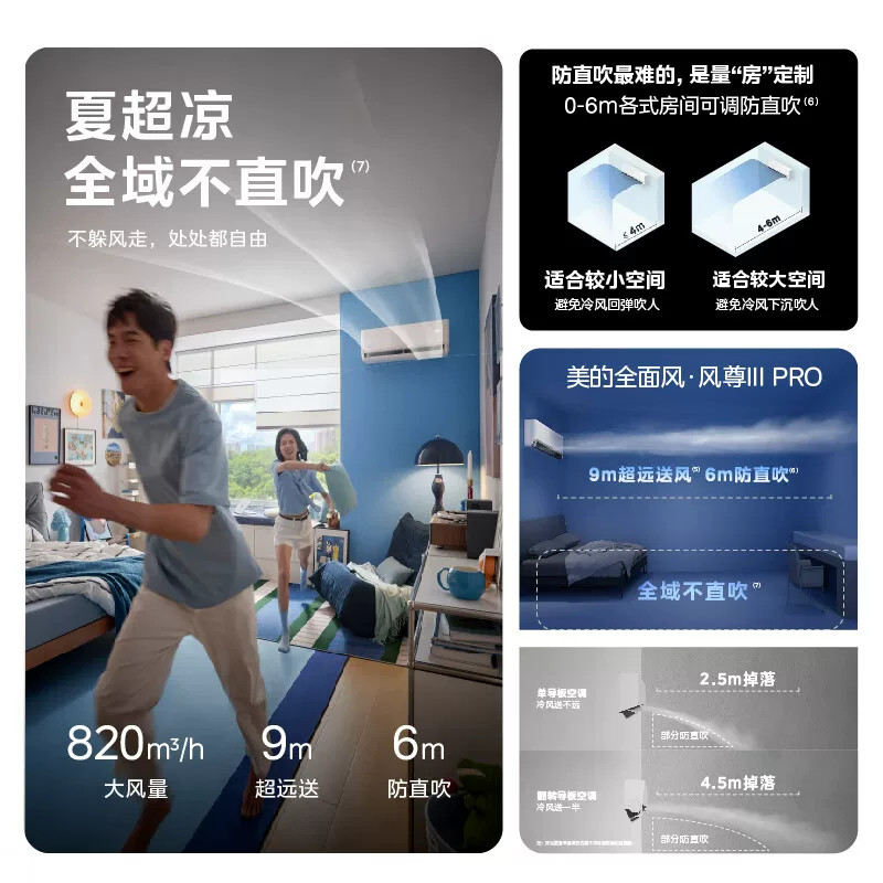 美的全面风风尊3代pro一级大1.5匹变频冷暖四季空调官方正品挂机