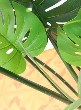 仿真龟背盆栽家居客厅装饰仿真绿植龟背叶盆景服装店落地摆件假花