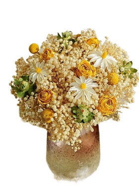 满天星玫瑰干花花束ins风家居摆件 房间客厅卧室真花装饰摆设包邮