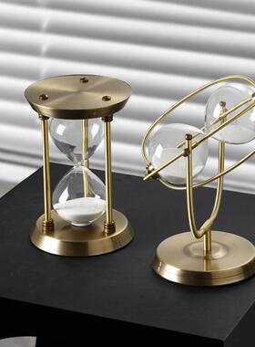 创意金属沙漏计时器摆件刷牙30分钟60分钟欧式书房办公室软装饰品