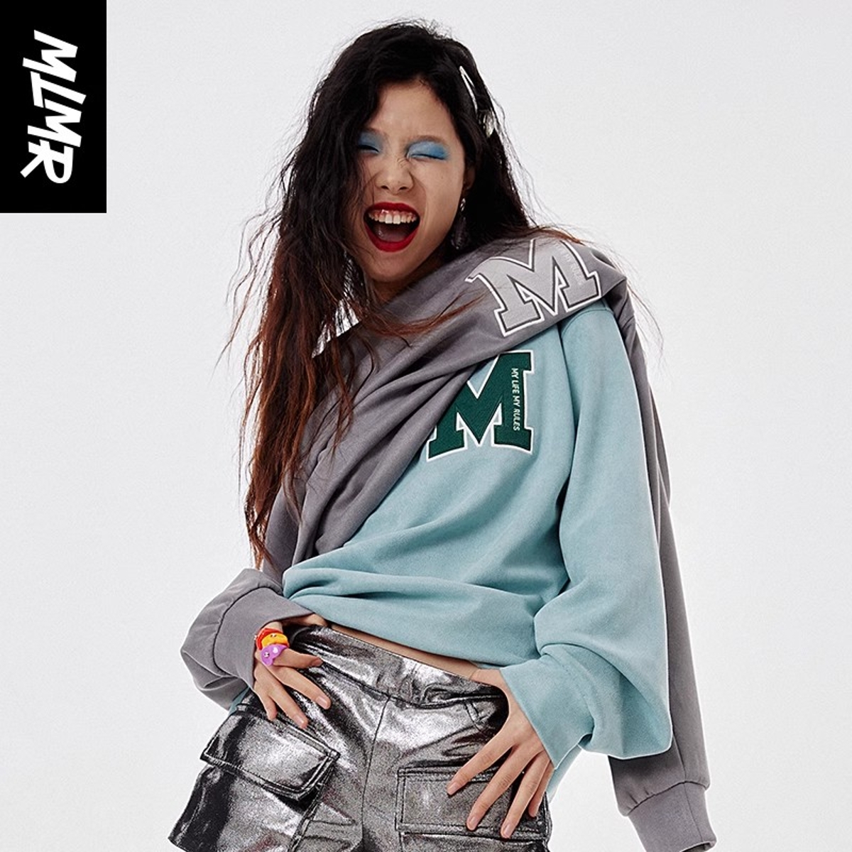 MLMR新款麂皮绒多巴胺穿搭圆领美式复古卫衣